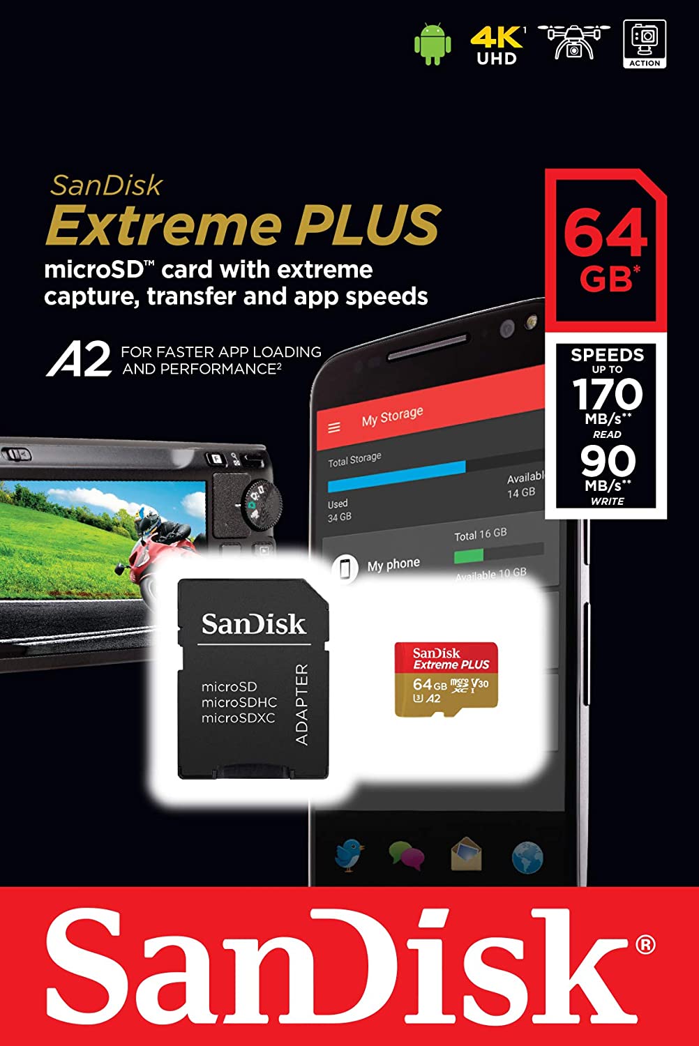 Sandisk micro SDHC 128Gb Ultra Class 10 UHS-I + ADP (48/10 MB/s)